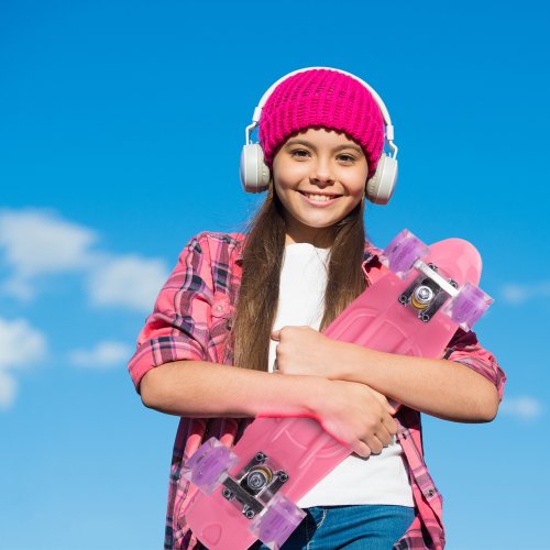 MalPlay Pennyboard se svítícími LED kolečky 56 cm, světle růžový