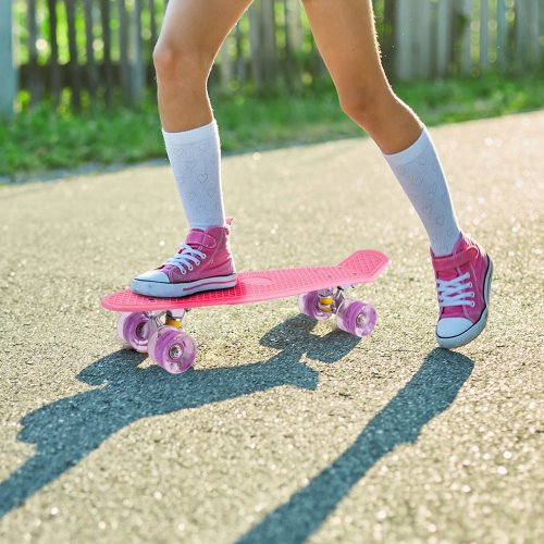 MalPlay Pennyboard se svítícími LED kolečky 56 cm, světle růžový