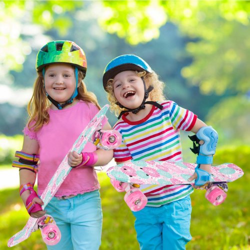 MalPlay Pennyboard se svítícími LED kolečky 56 cm, květiny