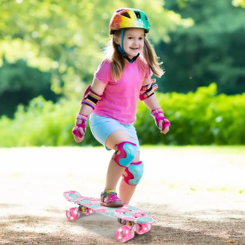 MalPlay Pennyboard se svítícími LED kolečky 56 cm, květiny