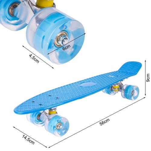 MalPlay Pennyboard se svítícími LED kolečky 56 cm, modrý