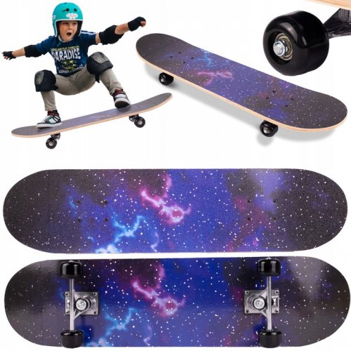 MalPlay Skateboard s oboustranným potiskem 77 cm, Galaxy