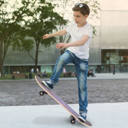 MalPlay Skateboard s oboustranným potiskem 77 cm, Galaxy