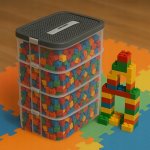 Kruzzel 25758 Úložný box na stavebnici, 29 l, 4 patra 