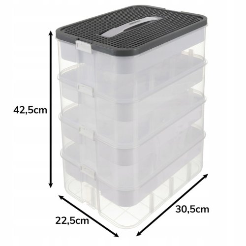 Kruzzel 25758 Úložný box na stavebnici, 29 l, 4 patra 