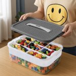 Kruzzel 25759 Úložný box na stavebnici, 35 l, 5 pater 