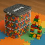 Kruzzel 25757 Úložný box na stavebnici, 22 l, 3 patra 