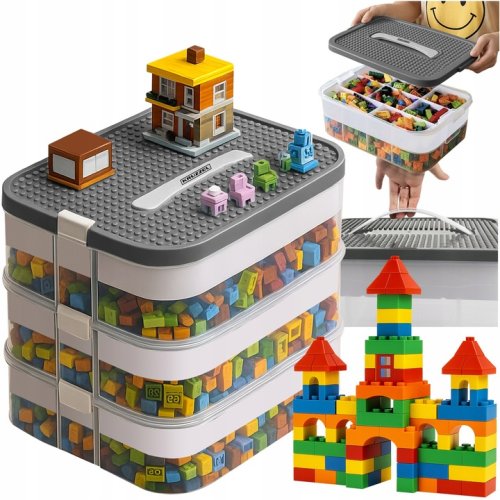 Kruzzel 25757 Úložný box na stavebnici, 22 l, 3 patra 