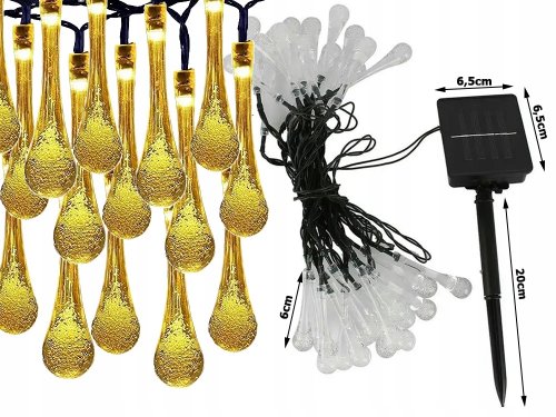 Verk 12380 Solárna svetelná reťaz, kvapky 100 LED, teplá biela
