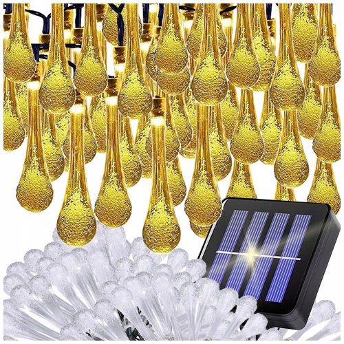 Verk 12380 Světelný řetěz solární, kapky 50 LED, teplá bílá