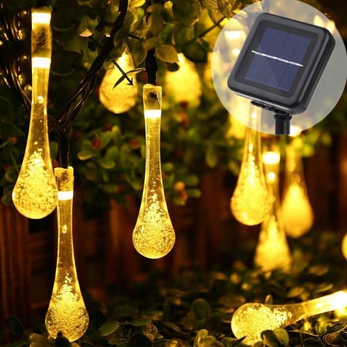 Verk 12380 Světelný řetěz solární, kapky 50 LED, teplá bílá