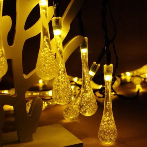 Verk 12380 Světelný řetěz solární, kapky 50 LED, teplá bílá