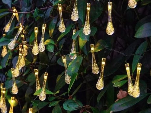 Verk 12380 Světelný řetěz solární, kapky 50 LED, teplá bílá