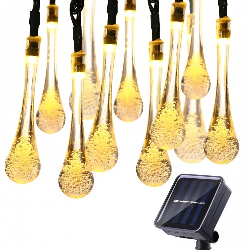 Verk 12380 Světelný řetěz solární, kapky 50 LED, teplá bílá