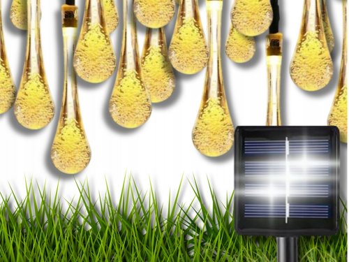 Verk 12380 Světelný řetěz solární, kapky 50 LED, teplá bílá