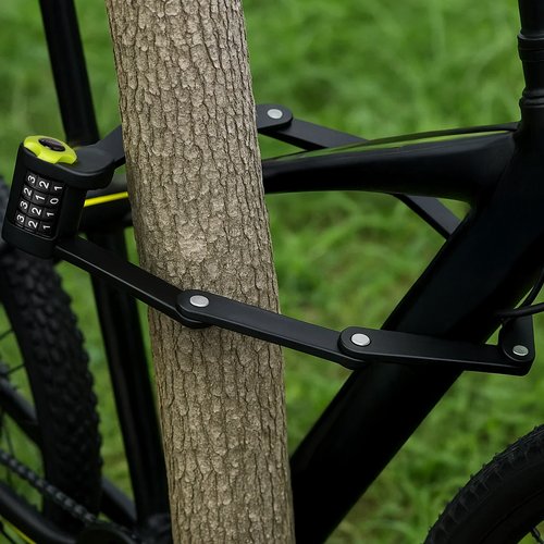 Trizand 25733 Skladací kódový zámok na bicykel, čierny