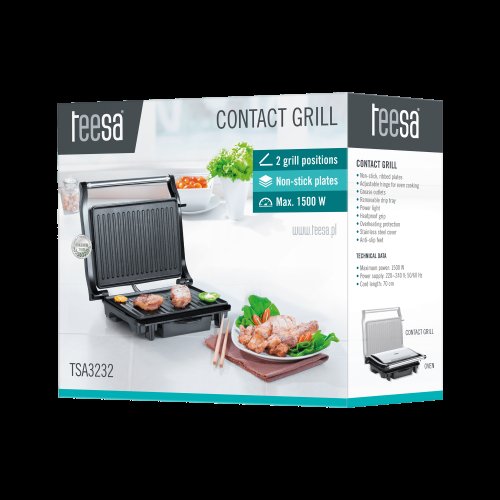 Teesa TSA3232 Kontaktný gril Panini 1500W, nerezová oceľ