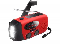 Verk 27285 Solárne rádio s dynamom, LED svetlom a power bankou, červené