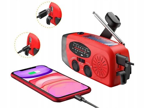 Verk 27285 Solárne rádio s dynamom, LED svetlom a power bankou, čierne