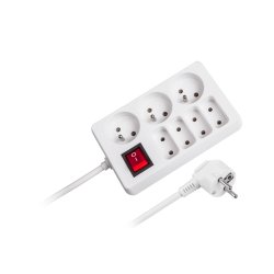Rebel Prodlužovací kabel s vypínačem 7 zásuvek, 1,5m, bílý 