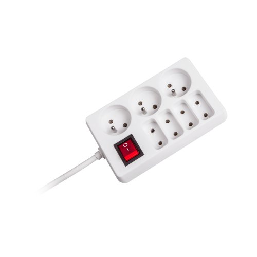 Rebel Prodlužovací kabel s vypínačem 7 zásuvek, 1,5m, bílý 