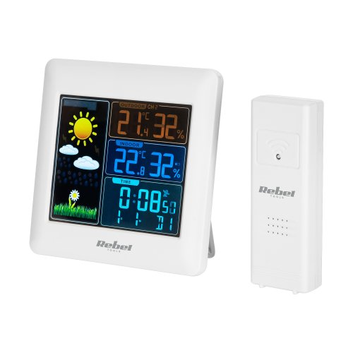 Rebel URZ3498 Bezdrátová meteorologická stanice s venkovním čidlem, bílá
