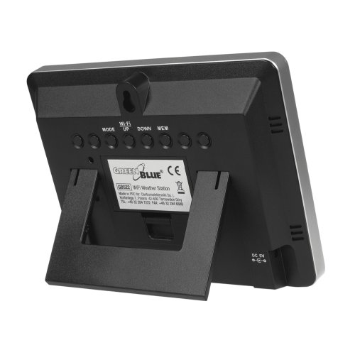 Maclean URZ3466 Bezdrátová WiFi meteorologická stanice GreenBlue GB522 DCF s barevným displejem a fázemi měsíce