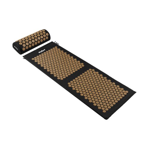 Rebel RBA-6003-GL Akupresúrna masážna podložka XXL + vankúš 130 x 50 cm, čierna a zlatá