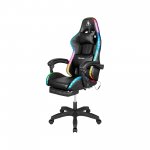 Kruger&Matz KM0790 Herná stolička s opierkou na nohy a LED RGB podsvietením GX-150, čierna