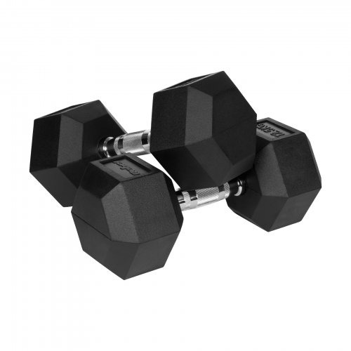 Rebel RBA-2325-12.5 Pogumované litinové činky HEX 2 x 12,5 kg