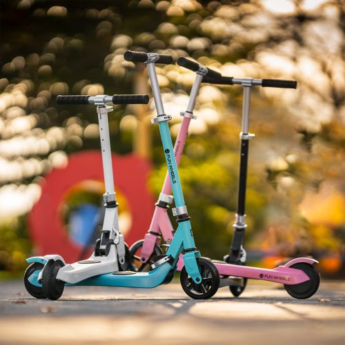 Rebel ZAB0031W Dětská elektrická koloběžka Fun Wheels, 12km/h 50kg, bílá