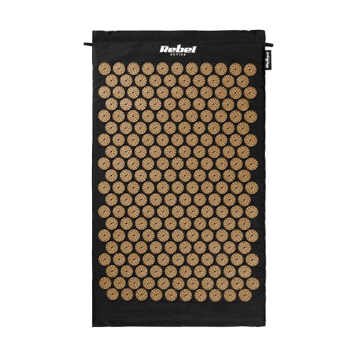 Rebel RBA-6002-GL Akupresúrna masážna podložka + vankúš 72 x 42 cm, čierna a zlatá
