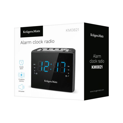 Kruger&Matz KM0821 Radiobudík LED, FM, 2x AAA 1,5 V, černý