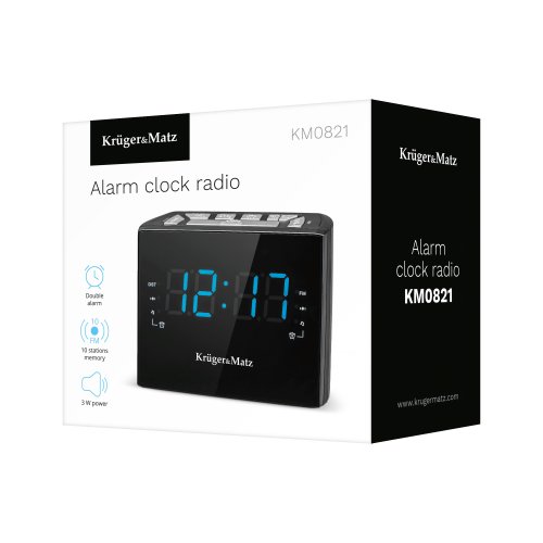 Kruger&Matz KM0821 Radiobudík LED, FM, 2x AAA 1,5 V, černý