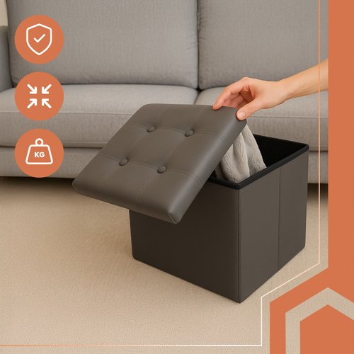 Ruhhy 25780 Stolička s úložným priestorom 38 x 38 cm sivá
