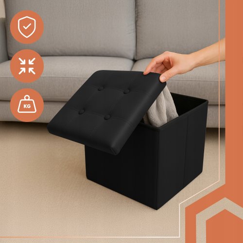 Ruhhy 25779 Taburet s úložným prostorem 38 x 38 cm, černý