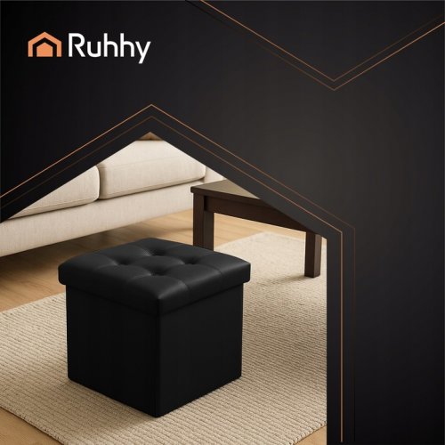Ruhhy 25779 Taburet s úložným prostorem 38 x 38 cm, černý