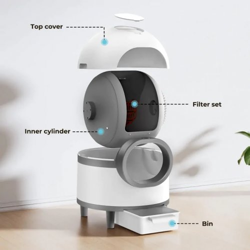 Nuxie 3165 Samočisticí kočičí toaleta s inteligentní smart Wi-Fi, 60 l, bílá