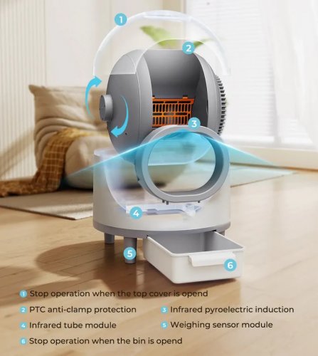 Nuxie 3165 Samočisticí kočičí toaleta s inteligentní smart Wi-Fi, 60 l, bílá