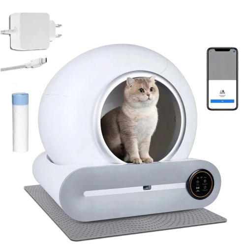 Nuxie 3166 Samočisticí kočičí toaleta s inteligentní smart Wi-Fi, 65 l, bílá