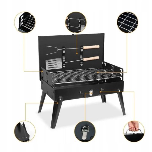 Foxter 0677 Skládací turistický gril s grilovacím nářadím