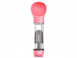 Nuxie 2384 Cestovní láhev pro psa 300 ml, 5 v 1 růžová