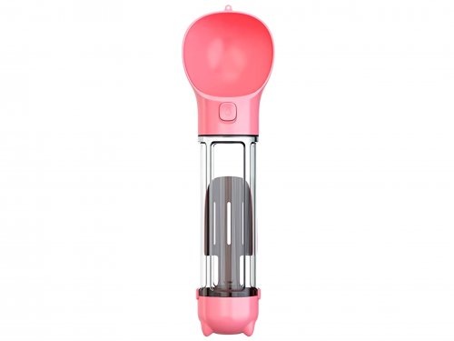 Nuxie 2384 Cestovní láhev pro psa 300 ml, 5 v 1 růžová