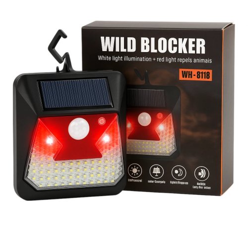 AFF 4481 Solárny odpudzovač zvierat, ultrazvuk, LED lampa, 2v1