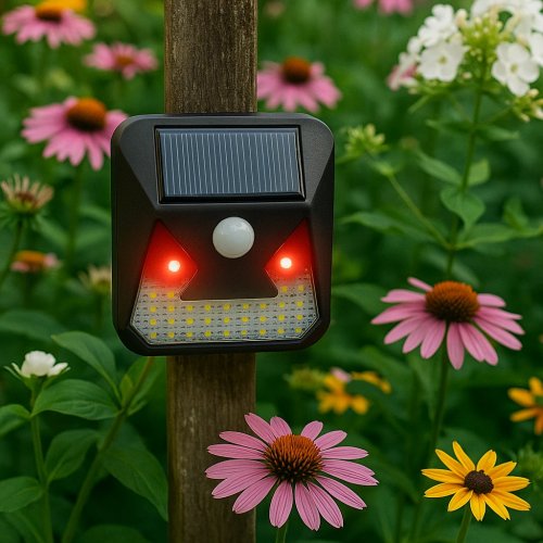 AFF 4481 Solárny odpudzovač zvierat, ultrazvuk, LED lampa, 2v1