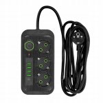 Verk 12381 Prodlužovací kabel s vypínačem 3 zásuvky, 4x USB, 1x UCB-C, 2 m, černý