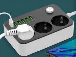 Verk 12382 Prodlužovací kabel s vypínačem 3 zásuvky, 6x USB, 1x UCB-C, 2 m, černobílý