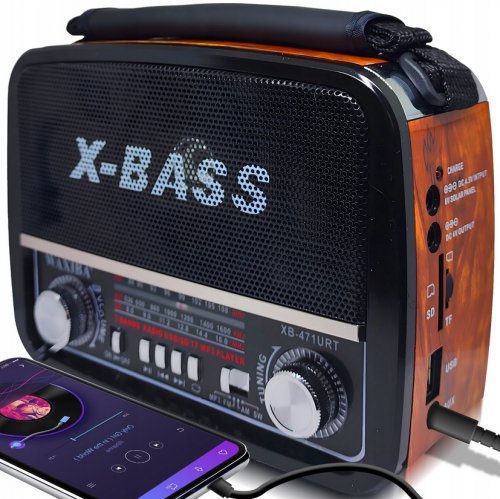 Verk 27543 Přenosné analogové rádio FM/M/SD, USB, AUX, SD, MP3, červené