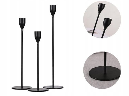 Verk 27581 Sada svícnů Glamour, 3 ks černé