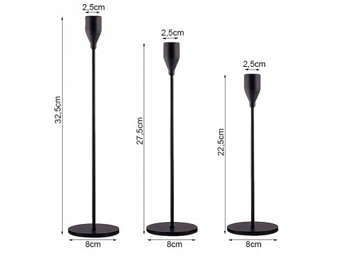 Verk 27581 Sada svícnů Glamour, 3 ks černé
